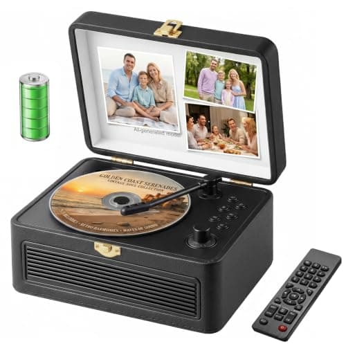 Gueray Portable Leather CD Player Bluetooth with Speakers 3600mAh Battery