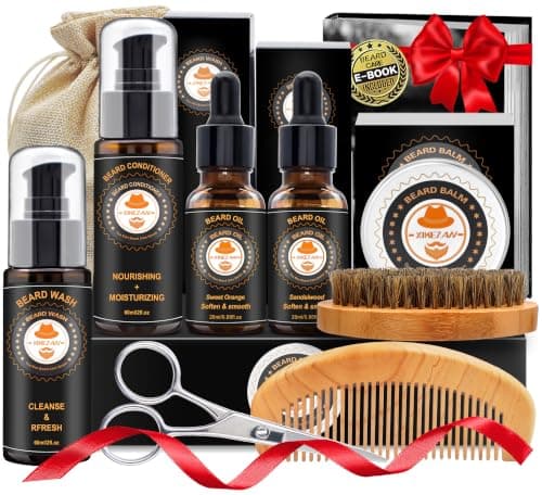 XIKEZAN Beard Grooming Kit for Men Gifts-Soften,Soothe Beard Good Scent