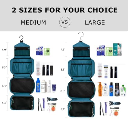 jiemei Hanging Toiletry Bag Waterproof, Travel Wash Bag for Men & Women with 4 Compartments, Foldable Compact Size, Super Durable Fabric — view 2