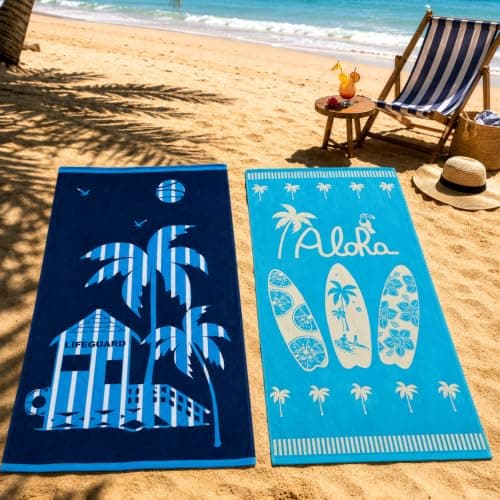 Large Egyptian Luxury Beach Towels For Adults 100% Cotton - Pack of 2 — view 3