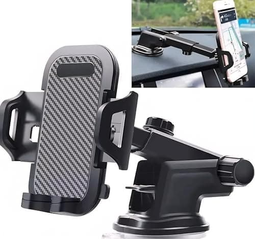Adjustable Car Phone Mount with Extendable Arm, Carbon Fibre Design, 360° Rotation — view 5