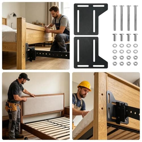 Headboard Bed Brackets, Furniture Frame Adapter, Metal Mount Kit, Heavy Duty Hardware Set, for Wall Sleep Cave Footboard Install Upgrade Base Conversion Secure Support Travel Home Dorm 600g — view 4