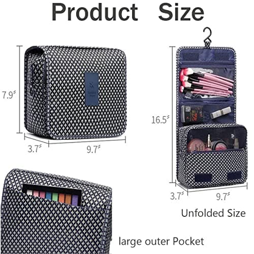 Travel Toiletry bag, Hanging Toiletries Wash Bag Makeup Cosmetic Organizer Bags for Women Girls Kids Waterproof Foldable (Leopard Print) — view 5