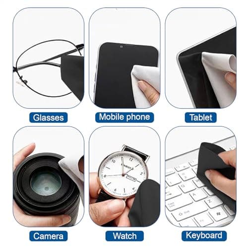 YCSHIPO Microfiber Cleaning Cloths 6 Pack - 6x7 Inch Lint-Free Cloth for Eyeglasses, Camera, Phone & Tablet - 3 Dark Grey & 3 White,Individually Wrapped, Scratch-Free, Streak-Free — view 6
