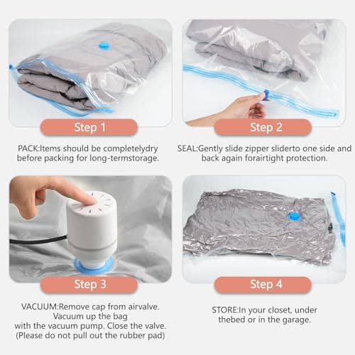 Vacuum Compression Storage Bags for Clothes - 8 Pack Reusable Space Saver Bags with Wired Electric Air Pump for travel (2 * 100 x 80 cm, 3 * 80 x 60 cm, 3 * 70 x 50 cm) — view 3