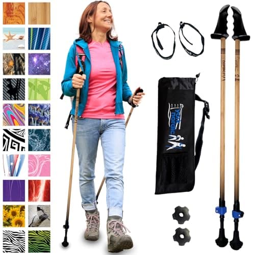 York Nordic Motivator Walking Poles for Balance and Rehab - Patented Stability Grips - Lightweight, Adjustable, and Collapsible - 2 Pieces Adjustable w/flip Locks - Heights 4'6" up to 6'2" - 230 lbs