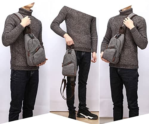 WTiger Canvas Sling Bag Crossbody Backpack Shoulder Casual Rucksack for Men Women Outdoor Cycling Hiking Travel Fishing Shopping trekking Coffee — view 6