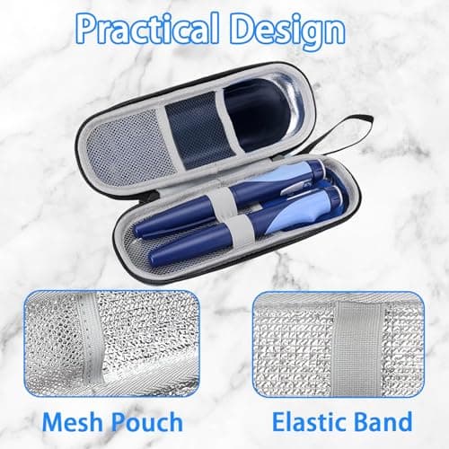 KPSRFG Insulin Cooler Travel Case, Monjaro Travel Case, Insulin Pen Case & Insulated Medicine Cool Bag - Injection Cooler Travels Cases, Portable Trave Cooler for Temperature-Sensitive Items（Blue） — view 5