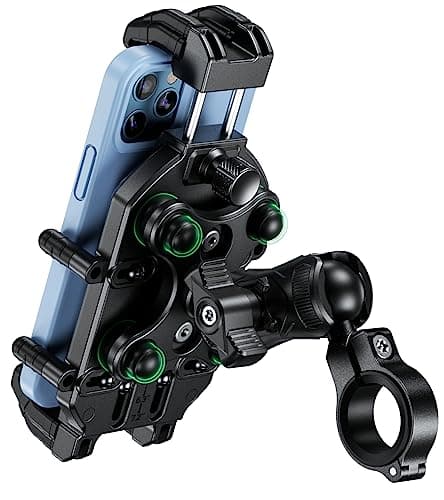 BRCOVAN Motorcycle Phone Holder with Vibration Dampener & High-Speed Secure Lock, Anti-Theft Mount for Bike, Bicycle, Scooter, ATV, Fits 5.4''-7.2'' Smartphones