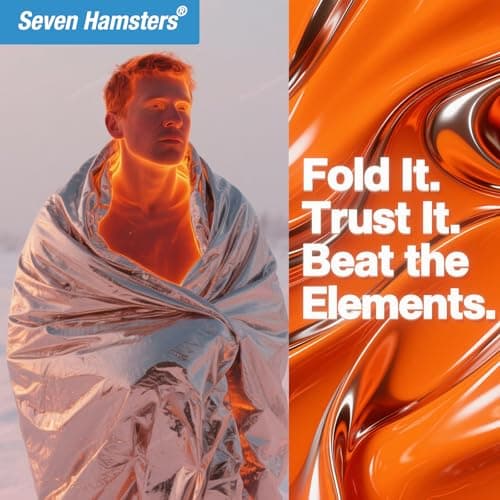 Seven Hamsters Emergency Blankets 4-Pack Foil Space Thermal Blanket for Outdoor Sport, Camping, Mylar Survival Equipment First Aid Bag Kit — view 6