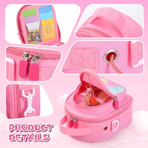 TATAVR Carrying Case Compatible with Yoto Mini, Card Holder Hold Up to 30 Cards, Travel Storage Bag with Adjustable Shoulder Strap for Audio Music Player & Headphone, Bag Only (Pink) — view 6