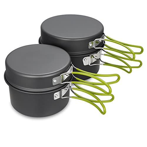 Gutsdoor Camping Cookware Set Camping Cooking Set Non Stick Family Backpacking Cooking Set Lightweight Stackable Pot Pan Bowls with Storage Bag for Outdoor Hiking (11pcs (Green)) — view 2