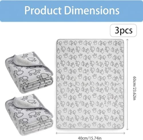 QminTouyzs Dog Blanket 3 Pack Washable Puppy Blankets, Soft Pet Blankets for Furniture Protection and Travel Comfort,The Puppy Blankets Plush Gray Blanket Set for Small Medium Dogs — view 2