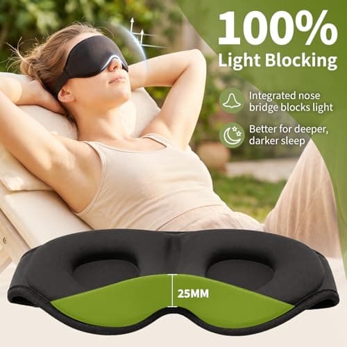 WakeSpring 3D Blackout Sleep Mask for Side Sleepers, Contoured Eye Cups & Nose Bridge, Adjustable Lightweight Eye Mask for Travel, Naps and Night Sleep, Men & Women，Black — view 2