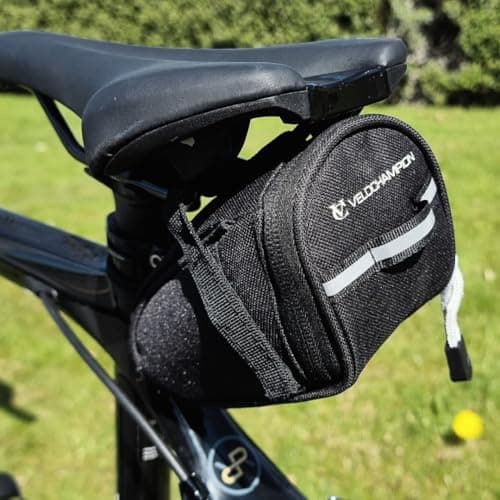 VeloChampion Bike Saddle Bag, 1 Litre Bicycle Travel Bag, Black — view 6