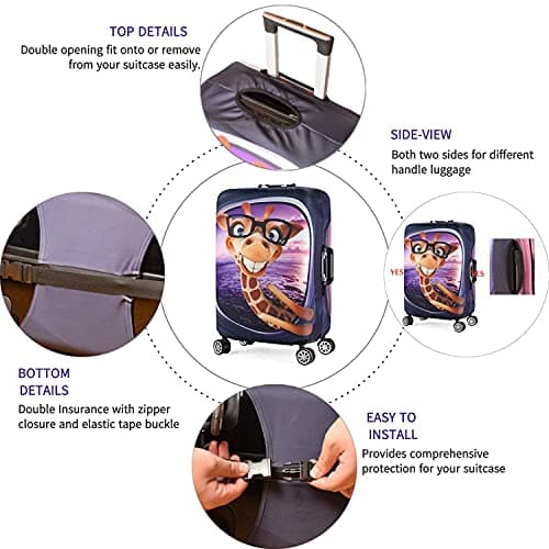 7-Mi 3D Print Giraffe Design Travel Suitcase Protector Elastic Sleeve Cover 19"-21" Anti-Scratch Luggage Cover Size S — view 3