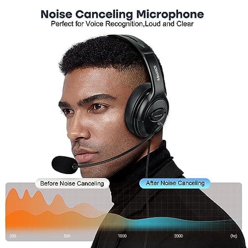 MAIRDI USB Headset with Microphone for PC, Wired Computer Headset with Mic for Office Call Center Teams Conference, Stereo PC Headphone w/Mic Mute for Voice Recognition Speech Dictation — view 3