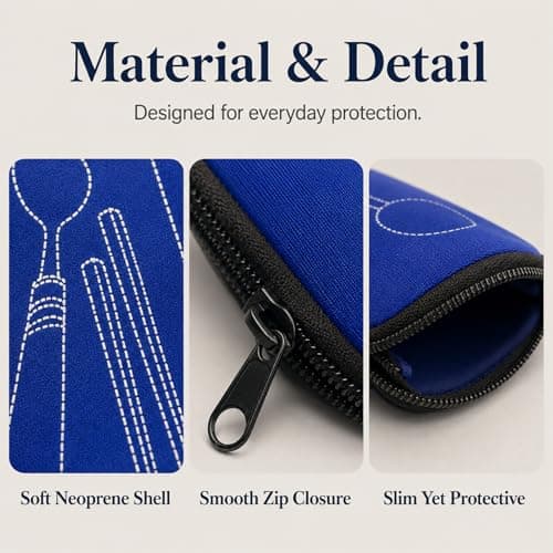 2 Piece Travel Cutlery Bag Set, Neoprene Cutlery Pouch for Camping Work School Picnic, Empty Utensil Case for Knife Fork Spoon Chopsticks, Reusable Zipper Storage Bag Black Blue — view 4