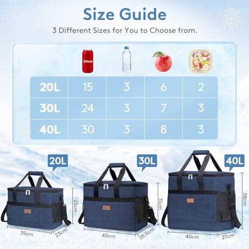 Lifewit Cooler Bag 30 Cans Collapsible and Insulated Large Lunch Bag Leakproof Soft Cooler Portable for Camping/BBQ/Family Outdoor Activities, Dark Blue — view 2