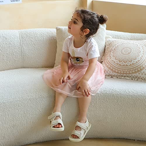MK MATT KEELY Unisex Kids Summer Sandals Baby Anti-Slip Open Toe Adjustable Walking Shoes for Boys Girls,Size 6.5/7 UK Child, White — view 3
