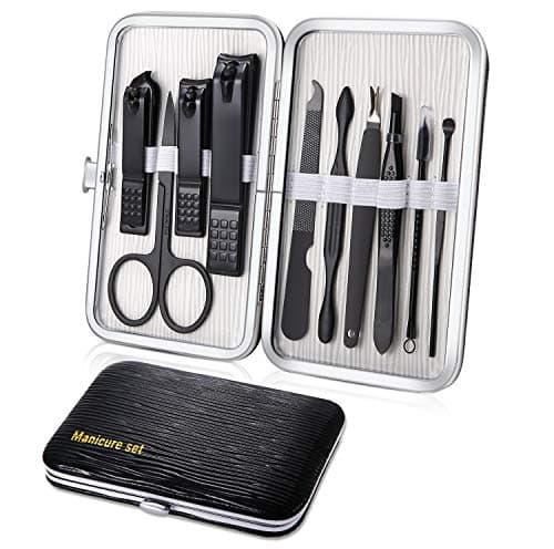 Manicure Set 10pcs Professional Nail Clippers Kit, Black