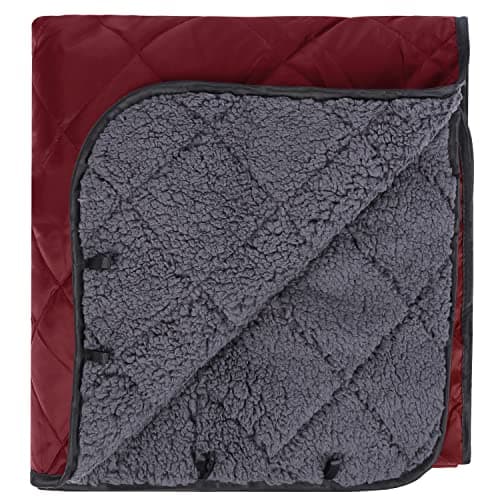 REDCAMP Waterproof Blanket with Sherpa Lining, 200x150cm, Red Wine