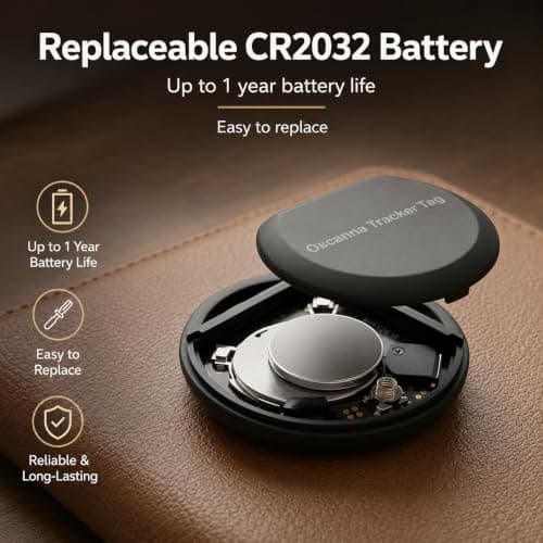 Oscanna Smart Tag 4 Pack for Apple Find My, Bluetooth Item Trackers for Keys, Wallets, Bags and Luggage, Replaceable CR2032 Battery, Black — view 5