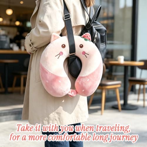 Lumina Co 1 Pink Neck Pillow for Travel, U-Shape, Soft Plush & Lightweight — view 5