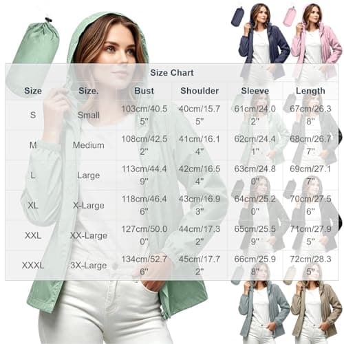 Meeyuioe lightweight waterproof jacket ladies Womens Waterproof Jacket Lightweight Packable Rain Jackets Hooded Casual Outdoor Windbreaker Hiking Walking Travel Raincoat Green L — view 3