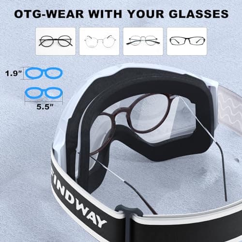 Findway Ski Goggles, Skiing Goggles For Snowboard Jet Snow, For Women Men Ladies Youth Teen OTG Over Helmet Compatible, Anti-fog 100% UV Protection, Anti-glare Ski Goggles, For Skiing Snowboarding — view 3