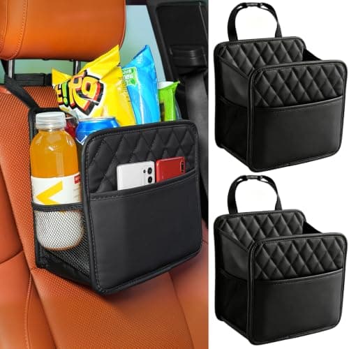 TepTupGa 2Pcs Car Seat Back Organizer with Cup Holders, Waterproof Large Capacity Hanging Car Backseat Storage Bag for Phones Documents Cups Bottle Travel Compatible with Most Vehicles