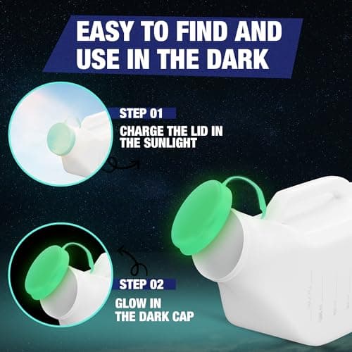 Denus 1000 ml Leak & Smell Proof Urine Bottles Male Spill Proof. Special Male Urine Bottle with Soft Edges, Glowing Lid. Portable Male Urinal Bottles for Men for Travel — view 3