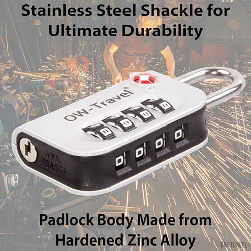 OW-Travel Suitcase Locks, TSA Approved Luggage Padlocks, Silver, 2 Pack — view 6