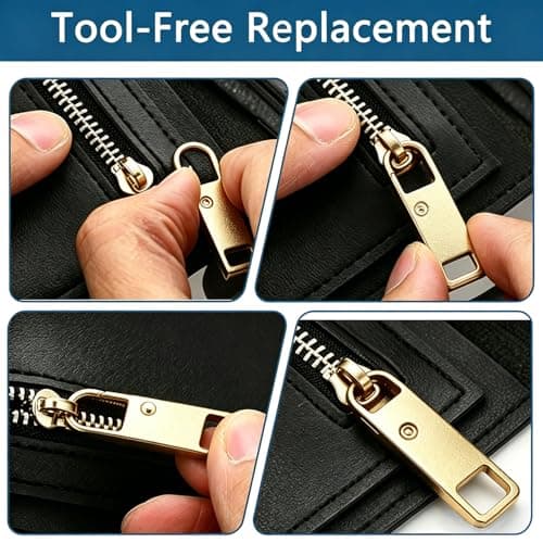WADUBI Metal Zipper Pull Replacement, 10 Pack Zip Pulls for Suitcase, Handbag, Backpack, Coat, Zip Repair Kit, Gold — view 4