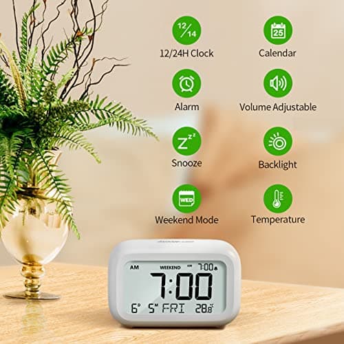 Digital Bedside Alarm Clock,Battery Powered,2 Level Volume,Snooze,Weekend — view 2