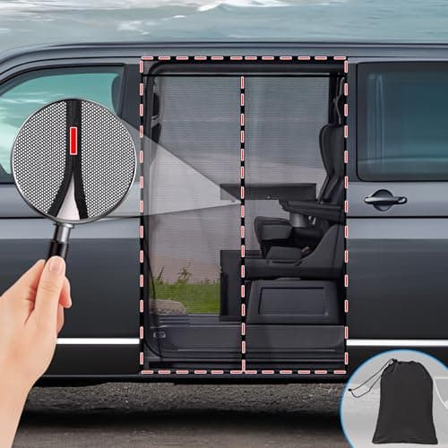 ZATOOTO Magnetic Mosquito Net for VW T5 T6 Sliding Door, Van Fly Screen — view 2