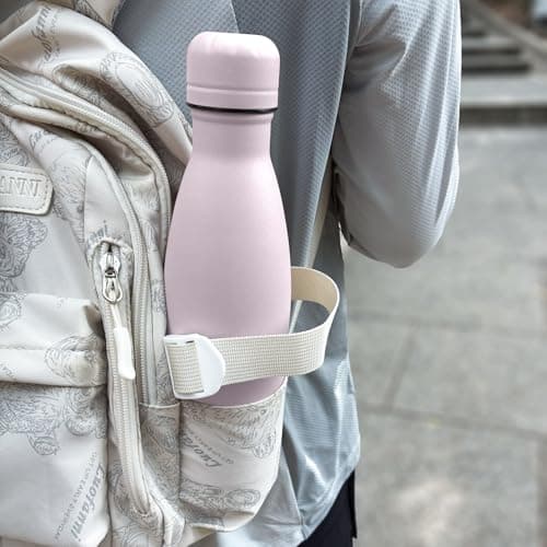 ANGVOOL Insulated Water Bottle, Stainless Steel Metal Thermal Flask for Hot and Cold Drinks, Leak Proof BPA Free Drinking Bottles for Kids or Adults (Black, 500ml) — view 6