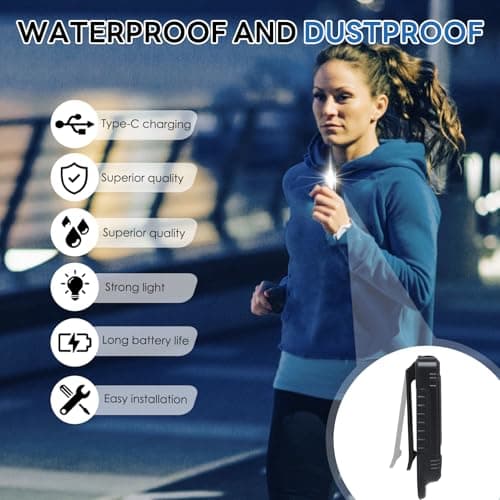 NGUIT Clip on Running Light Rechargeable LED Safety Light for Runners USB C Hands Free Torch with 5 Modes Running Flashlight for Summer Night Walking Cycling Camping Hiking Dog Walking Emergency — view 5