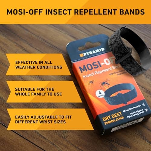 Pyramid Mosquito Repellent Bracelet with DEET. 4 Pack Mosquito Bands for Adults & Kids, Insect Repellent Bracelets with Up to 100 Hours Protection, Adjustable and Easy to Wear for Travel & Outdoors — view 4