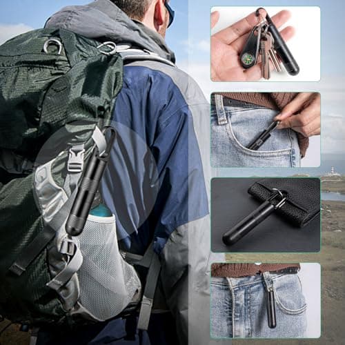 Large Weekly Pill Organizer,TISUR Titanium Keychain Pill Holder Travel Box Case Multitool EDC Every Day Carry for Men (Black -1.1inch) — view 6