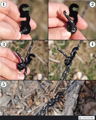 Rope Tensioner (10 Pack) Aluminum Alloy Camping Tent Guyline Cord Adjuster Camping of Gear for Camping, Hiking, Backpacking Ultralight Tent Stakes Guy Lines (Black 10 Pack) — view 4