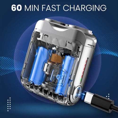 Ackygetrich Mini Electric Shaver for Men, Portable Travel Razor with Luggage Design, Rechargeable Cordless Beard Shaver, Waterproof Foil Shaver for Face Hair Grooming (Orange) — view 5