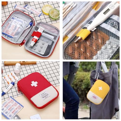 EQLEF Travel First Aid Kit First Aid Bag Empty Mini Medicine Storage Bag First Aid Pouch Small Medical Bag for Car Hiking Camping Outdoor Activities (Red,Yellow) — view 4