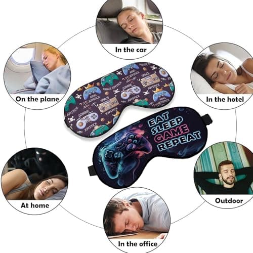 TeTupGa 2 Pack Sleeping Eye Mask, Guys Blackout Sleeping Mask for Kids Adult Children's Travel Eye Mask Eye Cover Blindfold for Game — view 6