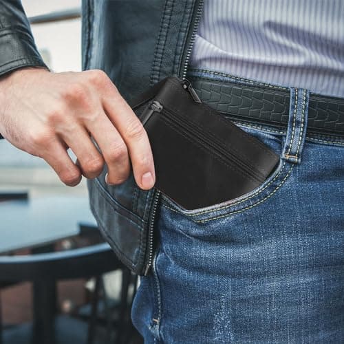 Amaxiu Genuine Leather Coin Purse, Cowhide Zipper Coin Pouch — view 6