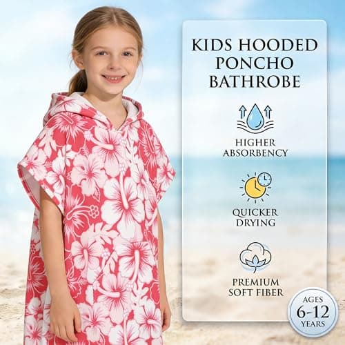 Kato Tirrinia Kids Changing Robe Hooded Beach Towels for Swimming — view 5