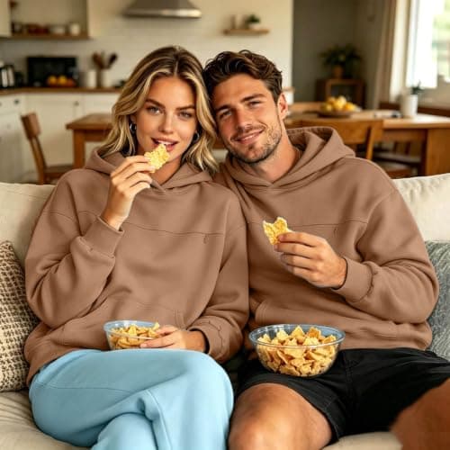 Zip Up Hoodies for Women UK Oversized Casual Sweatshirts Cozy Hooded Sweatshirt With Large Pocket And Front Earphone Pocket For (Brown, M) — view 2