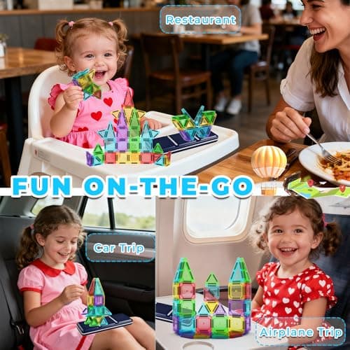 Mini Magnetic Tiles Travel Set with Case 30pcs, Toddler Kids Travel Toys — view 3