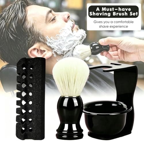 5‑In‑1 Shaving Grooming Kit, Shave Bowl Brush Beard Sponge Razor Stand — view 5