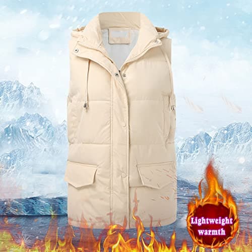 Cocila Women's Gilets and Bodywarmers Womens Sleeveless Down Vest Packable Jacket (Beige, S) Borg Gilet for Women UK Ladies Waistcoats Walking Pink Leather Country Rose Clothes Padded Thermal — view 6